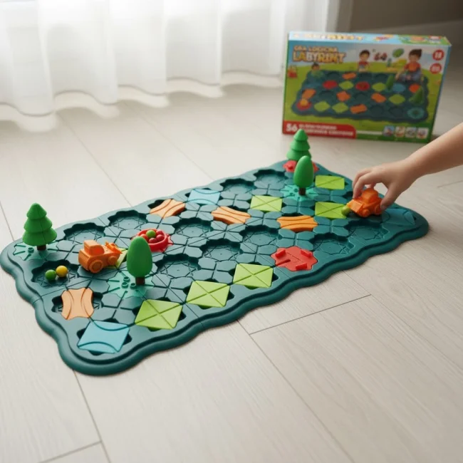 Gra logiczna planszowa labirynt tor przeszkód 56 el.